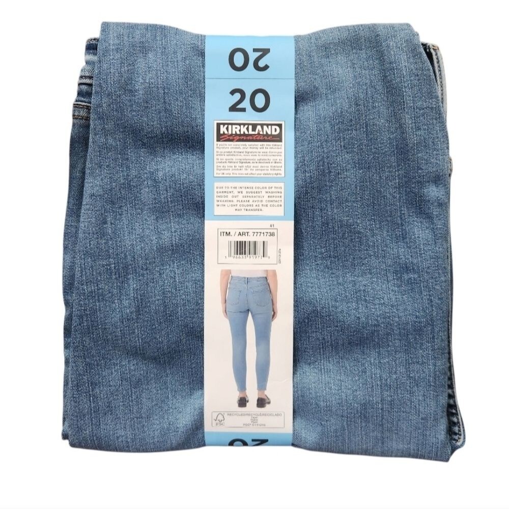 Kirkland Women's Blue High-Rise Stretch Skinny Jeans Classic Denim Size 20 (XXL) - Picture 13 of 14